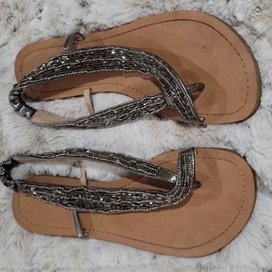 Jessica Simpson Sz 10 Silver Beaded Flats